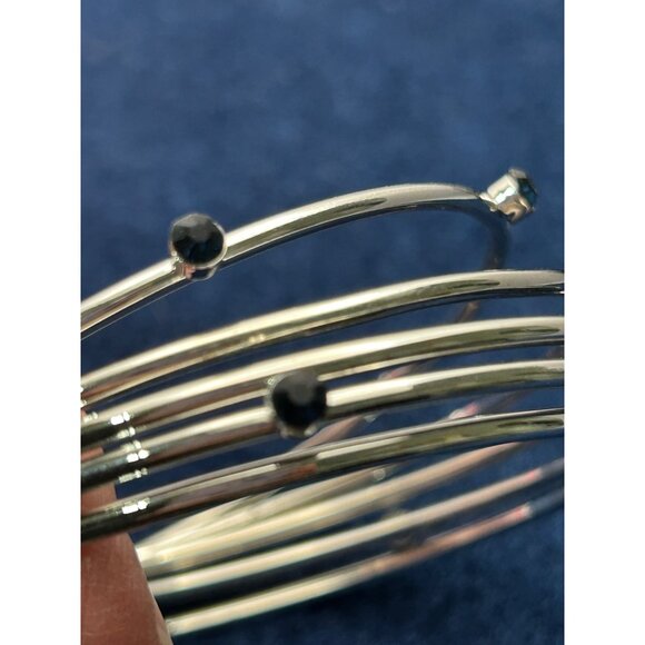 Paparazzi Delicate Decadence Silver Bangle Bracelet With Black Beads goth witch - Picture 2 of 5